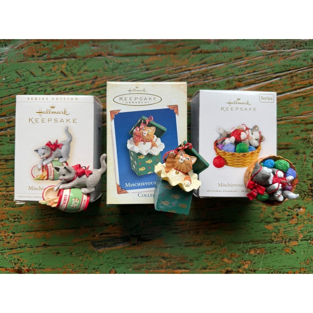 Hallmark Keepsake Ornaments Mischievous Kittens Lot Of 3 2005, 2006, 2010